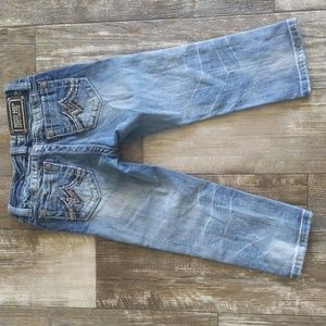 MISS ME JK1054P Capri denim jeans cropped embroidered back pockets sz 10 EUC